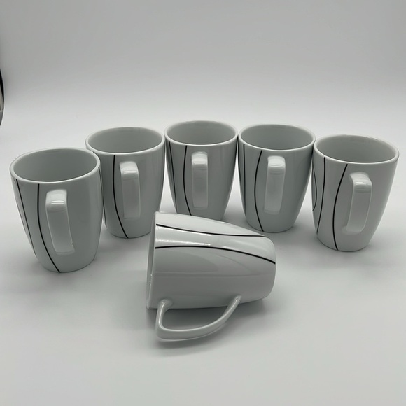Corelle Simple Lines by CORNING Porcelain Coffee Mugs/Tea Cups (Set of 6) - Picture 2 of 7